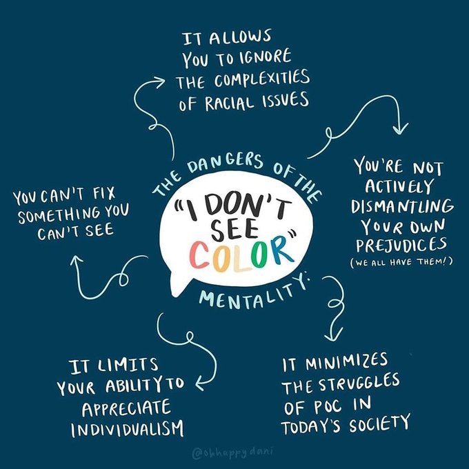 A nice reminder for white people about why &ldquo;I don&rsquo;t see color&rdquo; is fucked up. Art by @ohhappydani. https://t<a href="/tag/getthatosis"class="tags"><span>#getthatosis</span></a>