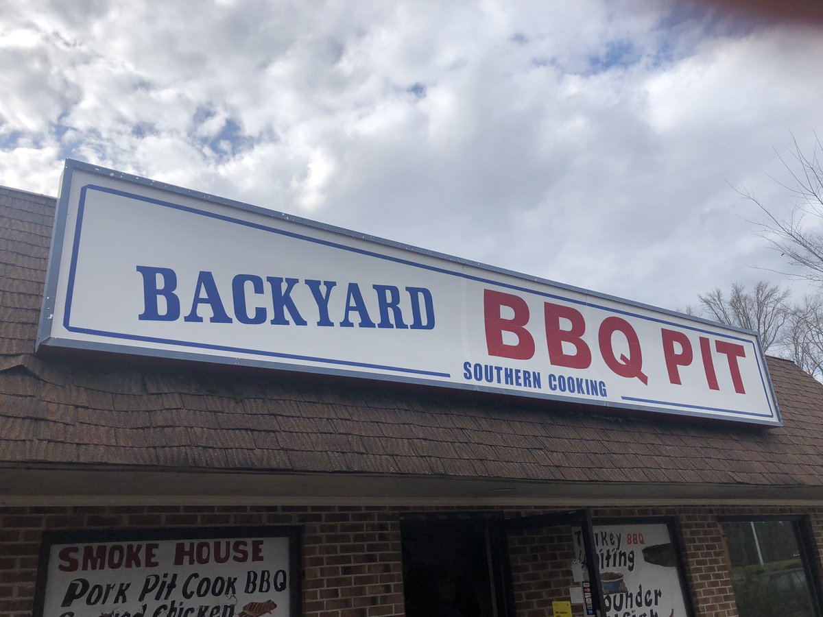 CharlieB_SC's tweet photo. #bbqtour continuing to follow @mossr stops as I go.  @BackyardBBQPit is spot on! #DurhamNC #RealWood #PitCooked #Ribs #BBQLife Mac and Cheese and hushpuppies are best I’ve ever tried! Great Eastern NC slaw! https://t.co/eDXlR4XlHe