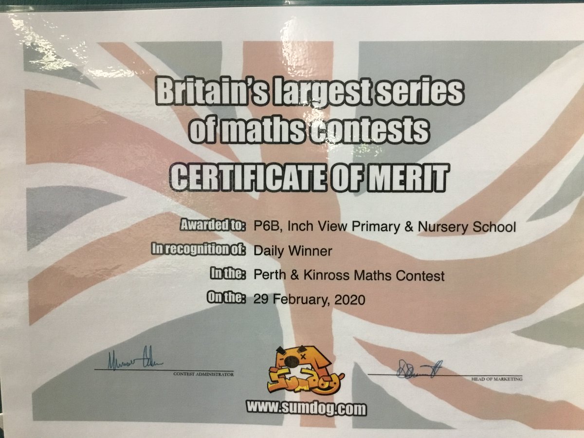 InchViewPS's tweet photo. P6B have won the Perth & Kinross @sumdog Maths Competition! Also achieving the Daily Winner Award for the highest number of correct answers. Absolutely fantastic work from the whole class. You are an awesome bunch!
#sumdog #challengeyourself #mathspractise #proudofyou https://t.co/q8ZjsEghu9