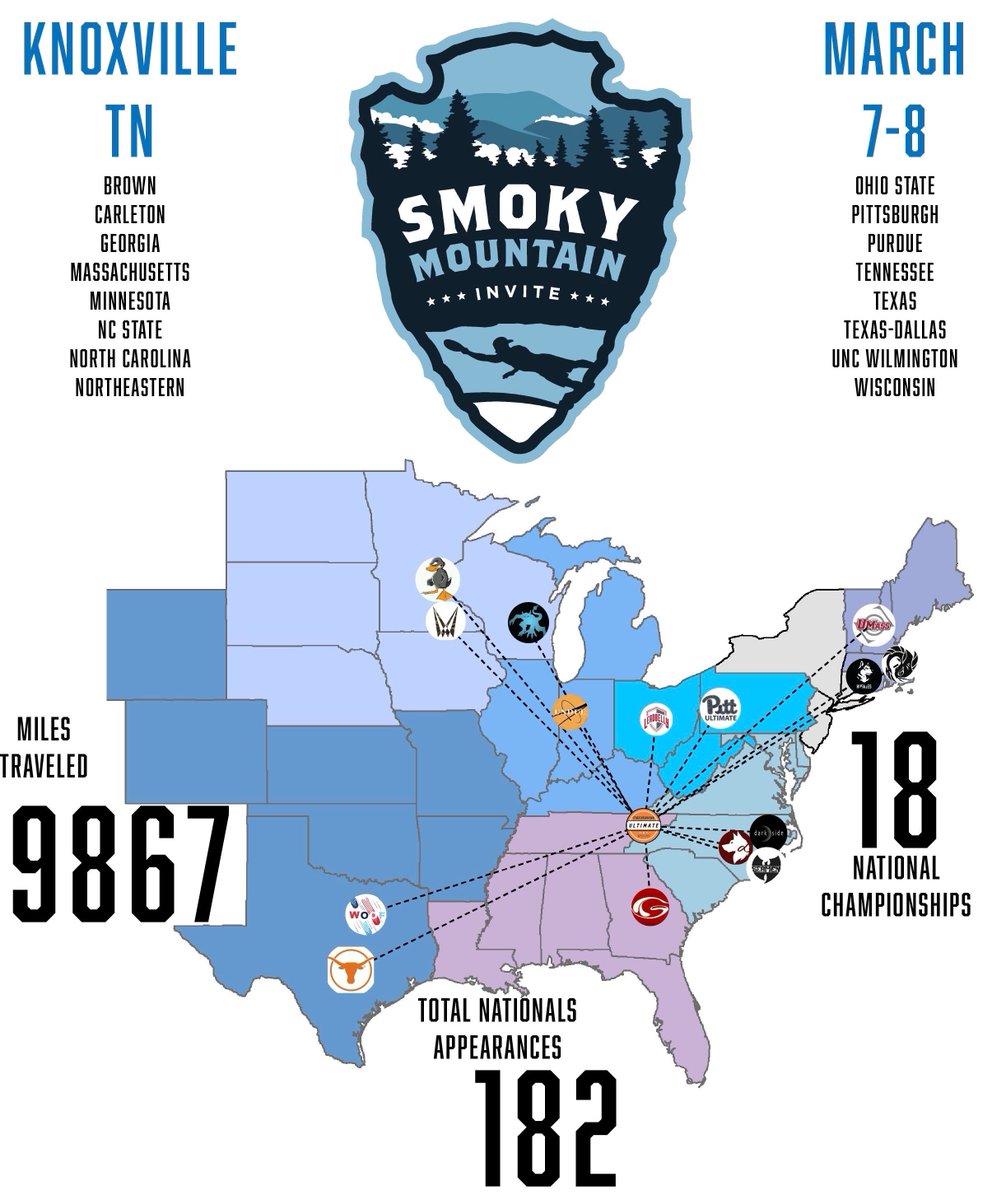 Ultiworld's tweet image. The Smoky Mountain Invite starts tomorrow 🏔