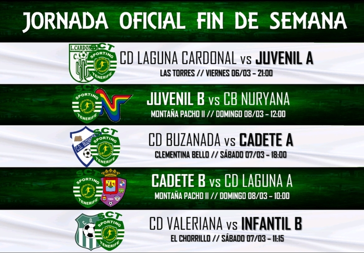 SportingTF's tweet photo. ⚽️ Nuestro Juvenil Preferente abre la jornada del fin de semana con su partido esta noche en Las Torres ⚽️💚 https://t.co/Ic3uuHDifr