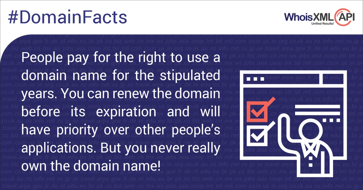 whoisxmlapi's tweet image. You cannot “buy a domain name” 
#DomainFact
