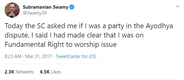 Now Swamy had nothing to do with the Ram Mandir case, he was neither the lawyer nor he was a part of any legal team. In 2016, Swamy filed a petition saying 'Right to Worship'. This petition was rejected in the Supreme Court in 2019 along with other 100's of petitions in RJB case