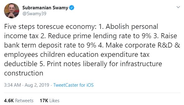 All those who think, Swamy should have been the Finance Minister of India, should read this tweet where Swamy is asking RBI to print more notes, so that we get more money.In short Swamy is asking RBI to take a Venezuela route, where excess currency is lying on the streets