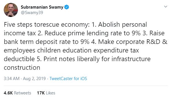 All those who think, Swamy should have been the Finance Minister of India, should read this tweet where Swamy is asking RBI to print more notes, so that we get more money.In short Swamy is asking RBI to take a Venezuela route, where excess currency is lying on the streets