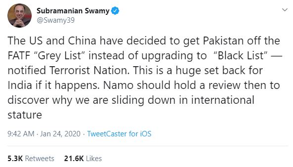 Lets look at Swamy's expertise on China. He advocated that India should establish their relationship with China, calling a very friendly nation, etcEntire world knows that China has now transformed into monsterSwamy now attacks BJP's foreign policy over China supporting Pak