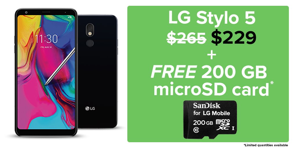 The LG Stylo 5 is here, and we've slashed the price to just $229! Plus, get a FREE 200 GB microSD card with your purchase. Quantities are limited, so act fast 😉Shop now: republicwi.re/LGstylo5_TW