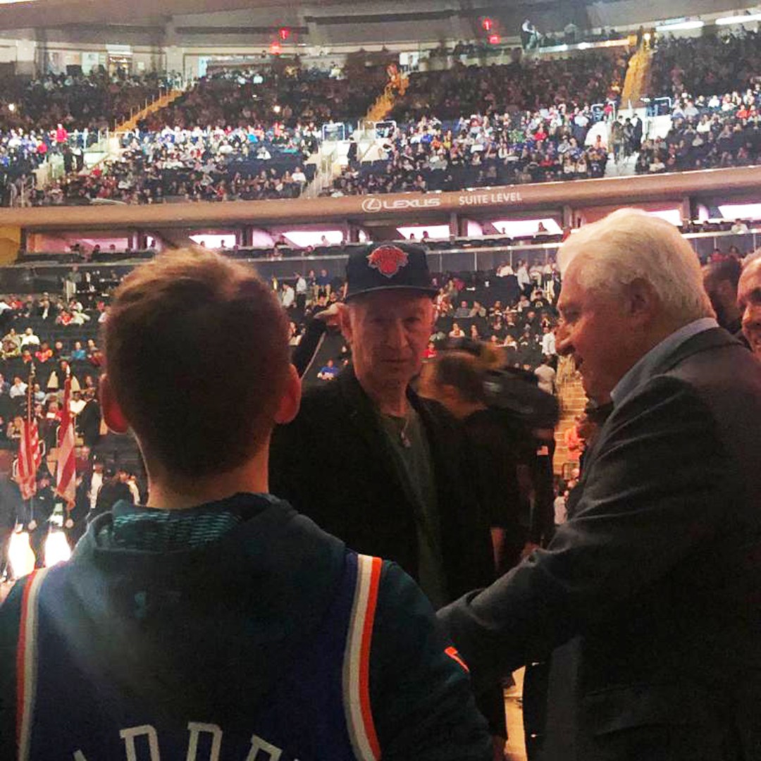 When sport worlds collide: The Legendary Johnny Mac, shootin' the sh!t before a Knicks game.  #johnmcenroe #borobeatnyc #borobeat #bbnyc #candid #msg #nyknicks #tennis #legend