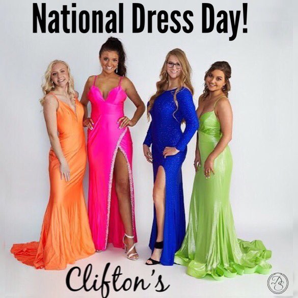Cliftonscouture's tweet photo. Today is National Dress Day!  Get your dress at Clifton’s TODAY and get FREE jewelry for your dress (1 per customer)! Also, Clifton’s girls, tag us in your favorite Clifton’s dress so we can feature you on our story!! 😍 https://t.co/MHo82BSqa8
