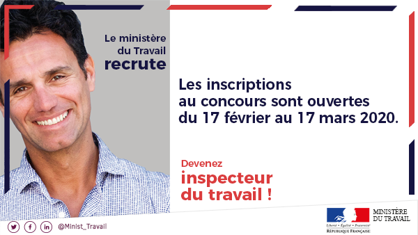 📢 #Recrutement | Le ministère du Travail recrute, devenez inspecteur ou inspectrice du travail.

Plus que quelques jours pour vous inscrire ! 
➡️ ow.ly/kUEi50yppQJ #DroitDuTravail