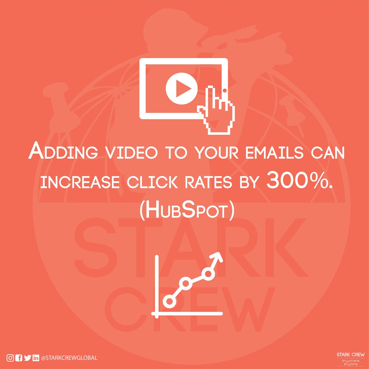 starkcrewglobal's tweet photo. Adding video to your emails can increase click rates by 300%. (HubSpot)

@starkcrewglobal
https://t.co/mN1NzVc7Xn 

#videomarketing #video #videoproduction #videofacts #videoproductioncompany #starkcrewglobal #starkcrew #marketingonline #videomarketing https://t.co/YuWy0wVe0i