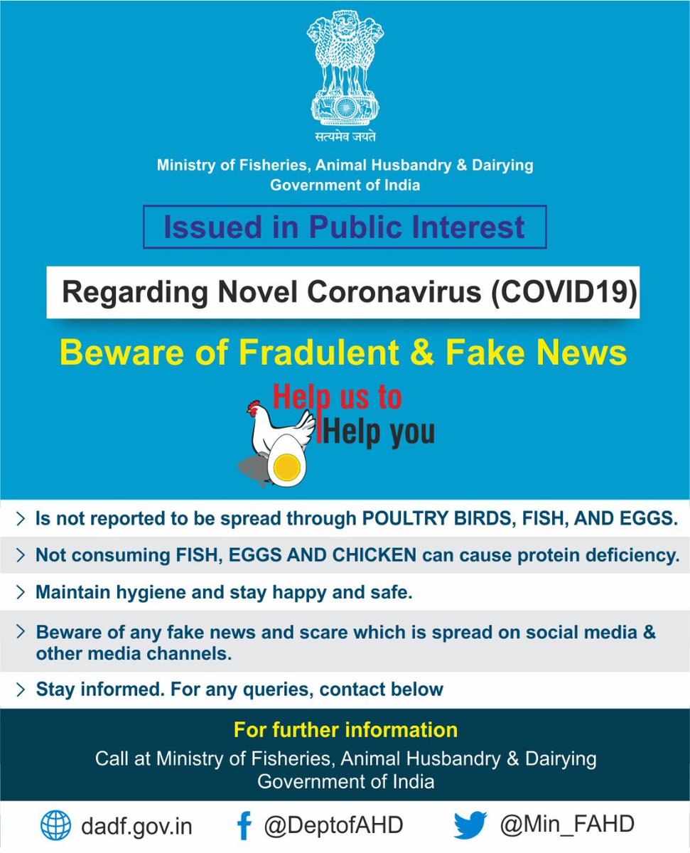 gulrez_alam_197's tweet photo. Chicken, eggs and fish are absolutely SAFE and HEALTHY as before!
Issued in public interest by Ministry of Animal Husbandry, Dairying and Fisheries
#IBGroup #ABISChicken #ABISPoultry #GovernmentOfIndia #livestock #Chicken_is_safe #Egg_is_safe #Fish_is_safe https://t.co/bHstu1aRRJ