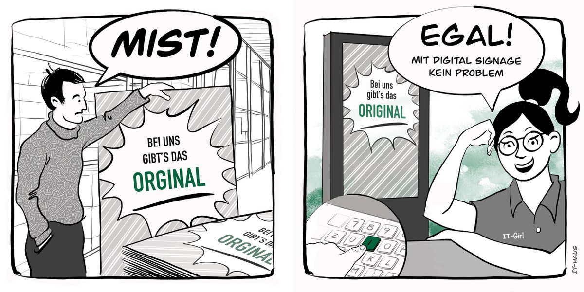 it_haus's tweet photo. Wenn sich mal wieder der Fehlerteufel eingeschlichen hat... #ithaus #comic #letsdoittogether #digitalsignage https://t.co/WN8F7wMeqP