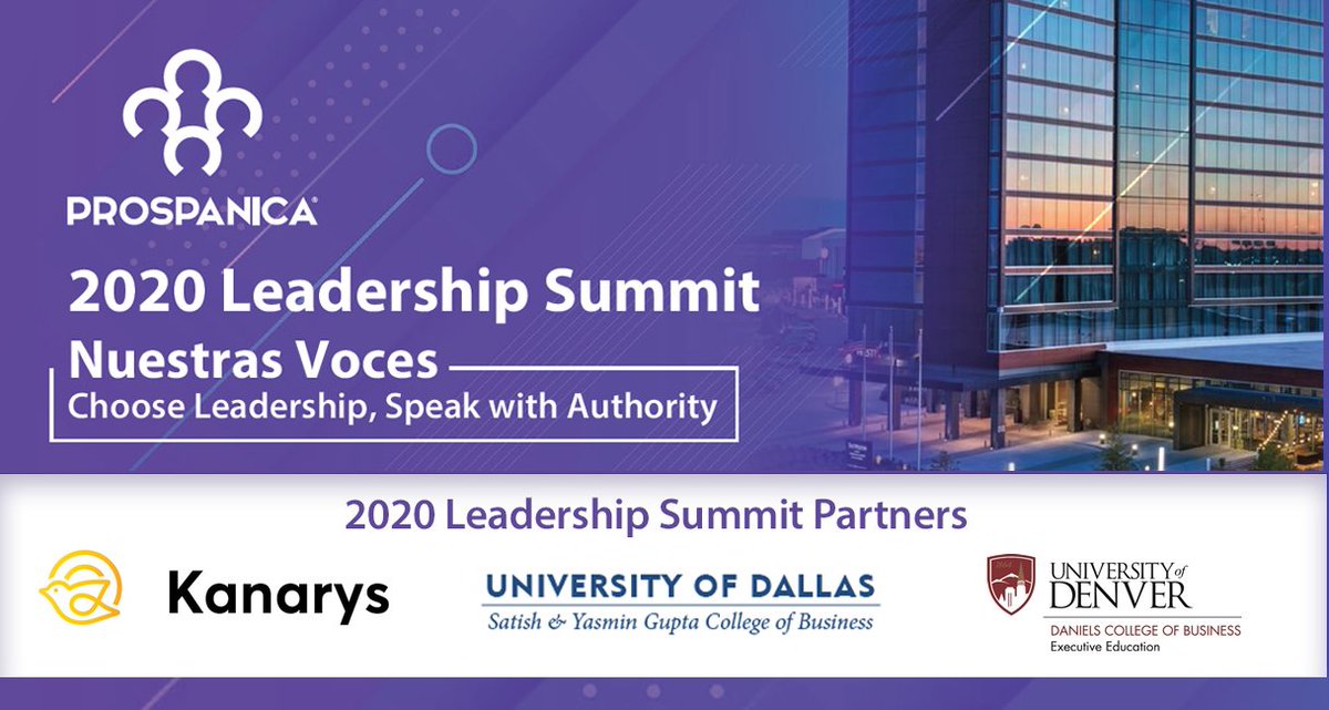 Prospanica's tweet photo. Thank you to the Prospanica 2020 Leadership Summit partners, @KanarysInc, @udguptacob & @UofDenver! We look forward to exploring our experiences and voices together and creating an impact in our careers and community, see you soon! #ProspanicaSummit https://t.co/HVL5hEu0Mf https://t.co/3rzFZrFRTr