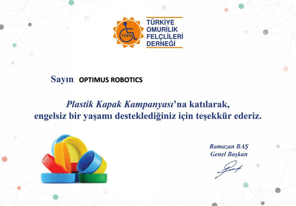 Türkiye omurilik felçlileri derneğinin plastik kapak projesi için biz de Optimus Robotics olarak harekete geçtik plastik kapakları atmadık,biriktirdik. Omurilik felçlilerine sandalye olsun diye yüzlerce kapağı derneğe ilettik ☺

#frc #frcturkey #optimusrobotics <a href="/tofdgenelmerkez/">TOFD</a>