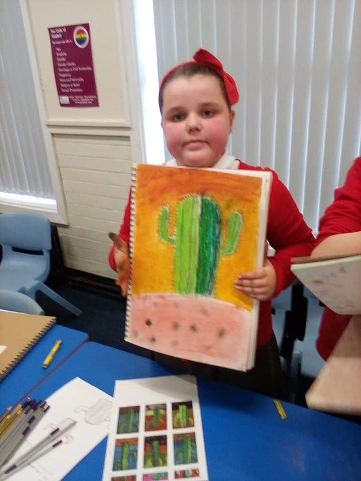 shieldrowschool's tweet image. Year 4 have shown how much their art skills are improving when creating their own North American cacti using oil pastels.