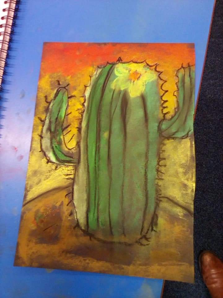 shieldrowschool's tweet image. Year 4 have shown how much their art skills are improving when creating their own North American cacti using oil pastels.