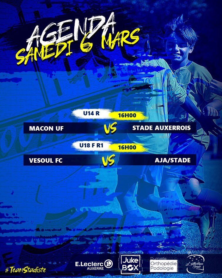 StadeAuxFoot's tweet photo. Petit samedi de vacances pour les équipes du Stade Auxerrois avec deux rencontres au programme ⚽️

#Agenda #TeamStadiste https://t.co/t8vdvQ3cdv