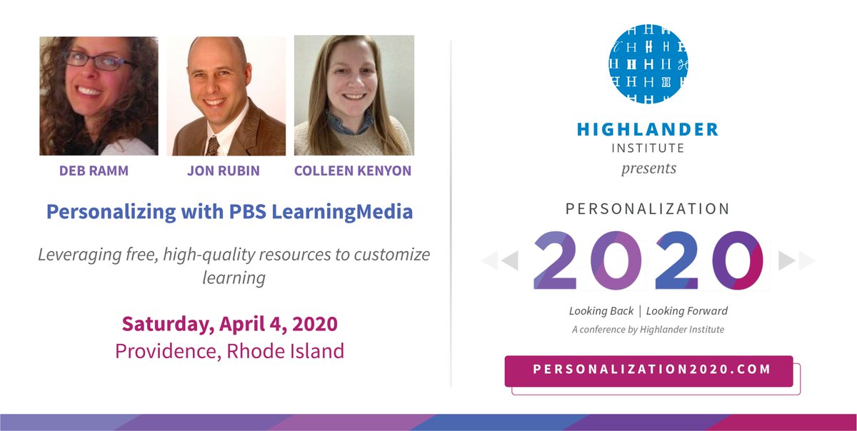 MichaelaComell1's tweet photo. Join us at the @HighlanderInst #Personalization2020 Conference to find out more about personalizing with PBS Learning Media with these wonderful people @colleenmkenyon@Deb_Ramm
@EdServRIPBS https://t.co/2wPkZyt7ET