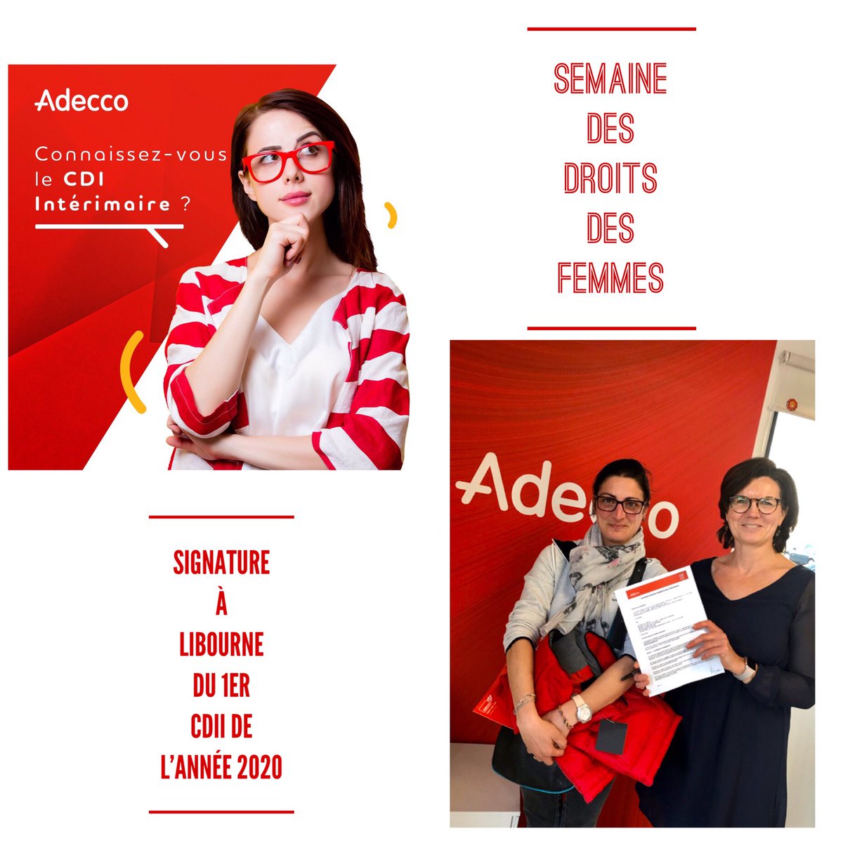 🚩Une date symbolique pour notre équipe féminine 😍 Nathalie factrice 🚖 signe aujourd’hui son #cdii et rejoint notre équipe <a href="/AdeccoFrance/">Adecco France</a> de #Libourne #semainedesdroitsdesfemmes #ouipourlemploi #mixite #diversite <a href="/Dlepoittevin1/">LEPOITTEVIN Delphine</a> <a href="/regismadecco/">régis mesmes</a> <a href="/laposterecrute/">La Poste Recrutement</a>