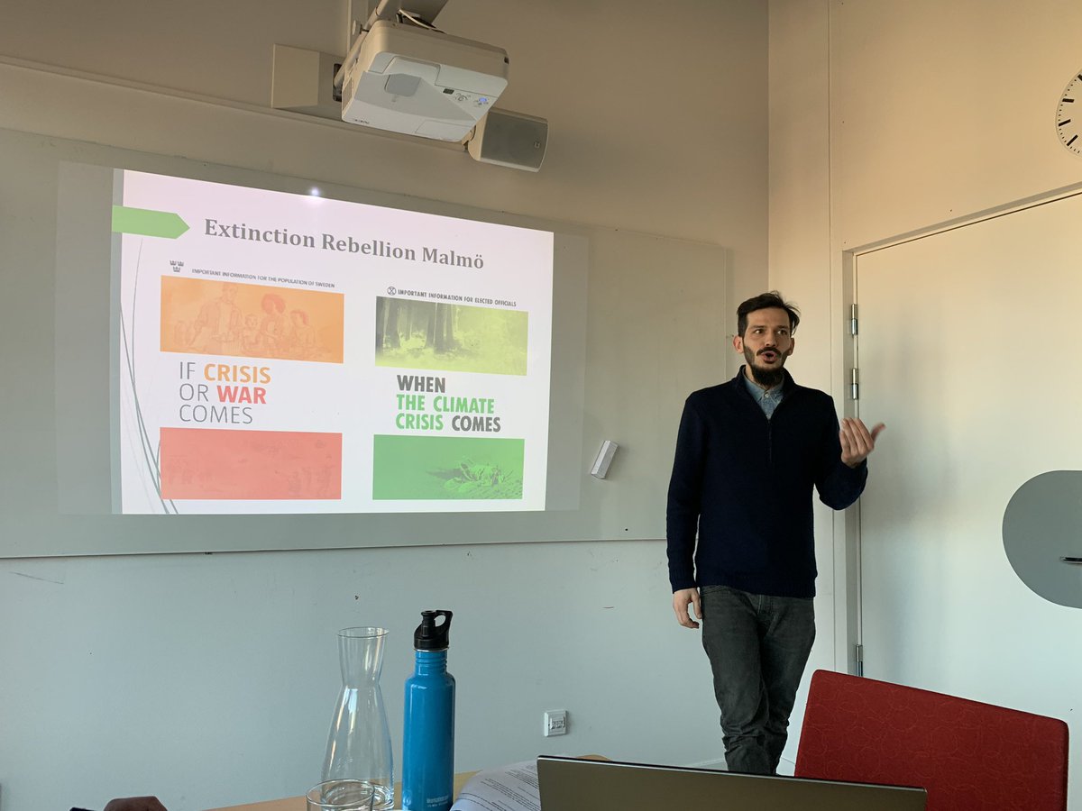 ianguelovski's tweet photo. .@Sal_DeRosa’ engaged research on whether climate collectives in #Sweden are opening new political spaces and breaking up the order of the sensible (that is green fixes)? What a trajectory from @UndiEnvi to #occupyclimatechange @KTHEnvHumsLab!! Love it! https://t.co/MdwEYLwplp