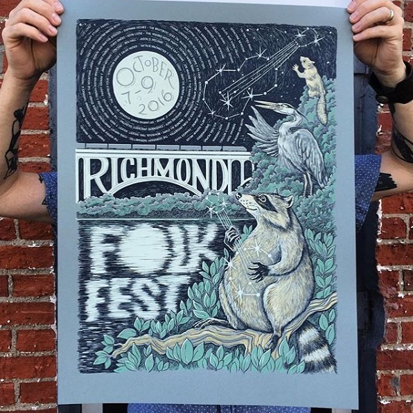 #FBF to the <a href="/rvafolkfest/">RVAFolkFest</a> posters we were so proud to print!  Beautifully illustrated by @katiemcbrideart 💙 ift.tt/2v4XQc8