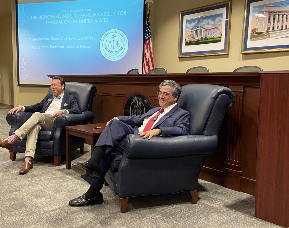 Our very own <a href="/LucianDervan/">Lucian E. Dervan</a> interviews the Honorable Noel J. Francisco, Solicitor General of the United States #BelmontCrimLawSymposium