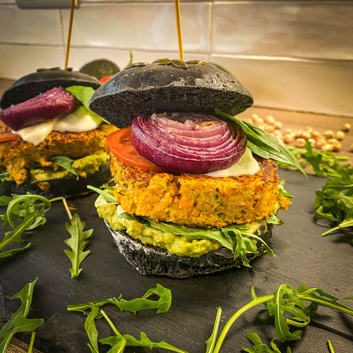 jessekitchen's tweet photo. Don't play chicken but cook with chickpeas!
(Burger without a beef patty is not a burger. So we've been told...)
Try out a chickpea black burger and enjoy meat-free meal!
👉 https://t.co/agSmVBhjHo

#veggieburger #burger 
#Recipe #easyrecipes 
#recipeblog #easyrecipe #cookingblog https://t.co/MS0PGjQeab