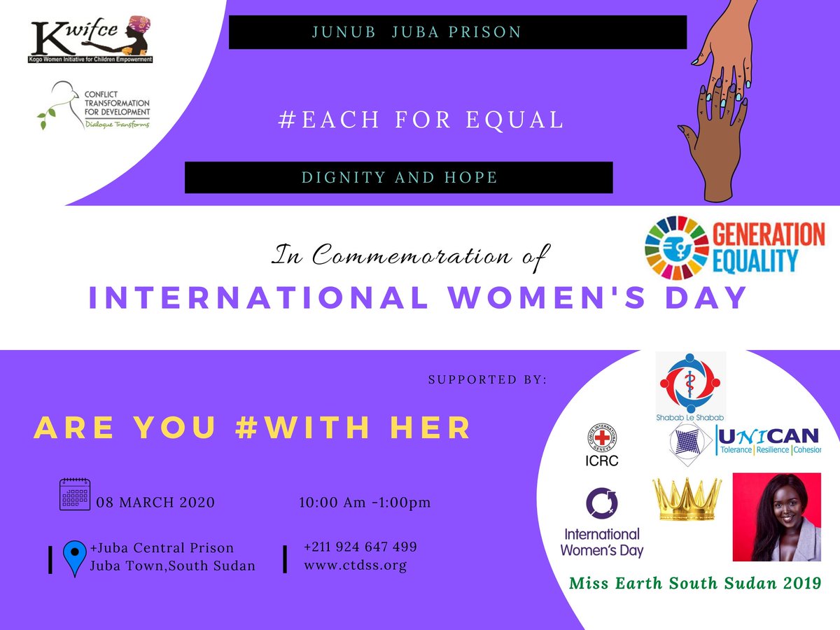CTDSS2016's tweet photo. Join us as we engage the female inmates #JUBAPrison on #IWD2020 Tree planting, Mentoring and lots of Fun listening to their resilient stories of hope.
#DignityandHope @CanSouthSudan @DSProudfoot @AsaraPanchol @ShababLe @RadioMiraya @ChrisTrott @UKinSouthSudan @USAIDSouthSudan https://t.co/FPglDdC0os