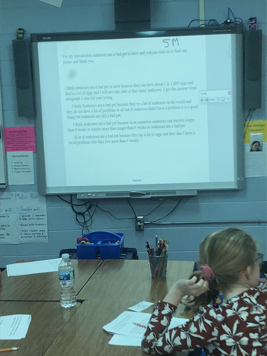 HHill_huskies's tweet photo. Fourth graders are analyzing an unknown author writing sample to determine what’s missing. This will help them improve their own persuasive writing. #WCconnect https://t.co/7haFdSINf0
