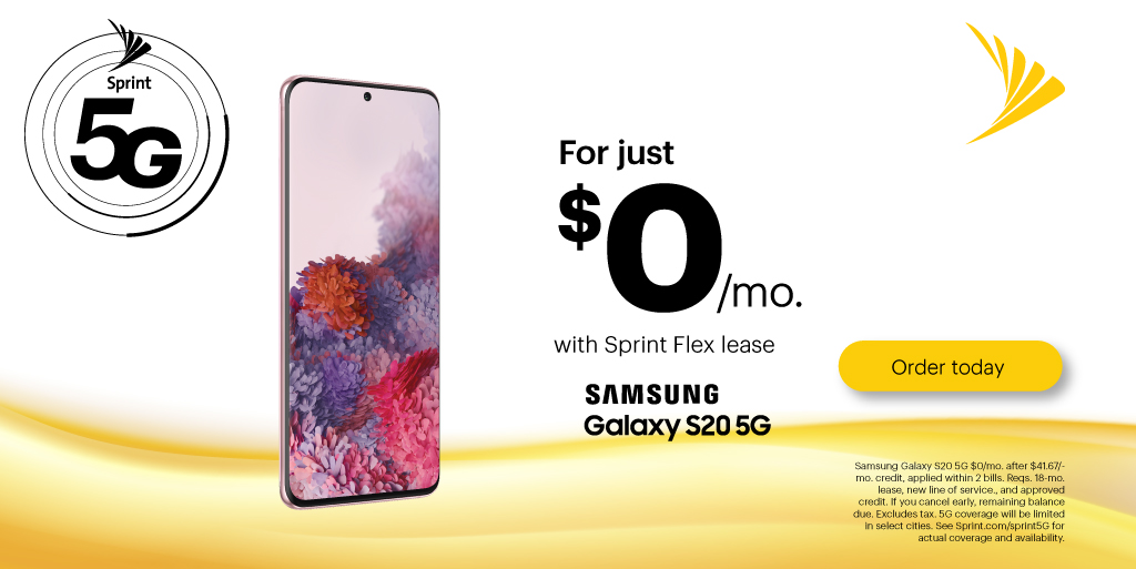 sprintpacnw's tweet photo. The next generation of Galaxy has arrived at #Sprint and it’s 5G ready! Switch to Sprint and get the Samsung Galaxy S20 5G for $0/mo. with Sprint Flex lease. Capture video + multiple pictures with 1 tap with the S20 5G.

#PacificNorthwest #Mobile #Network https://t.co/0CyYDxzHOY