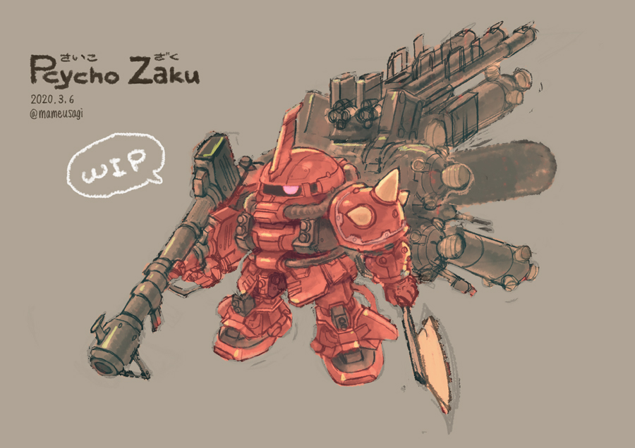 mecha no humans chibi robot one-eyed weapon zeon  illustration images