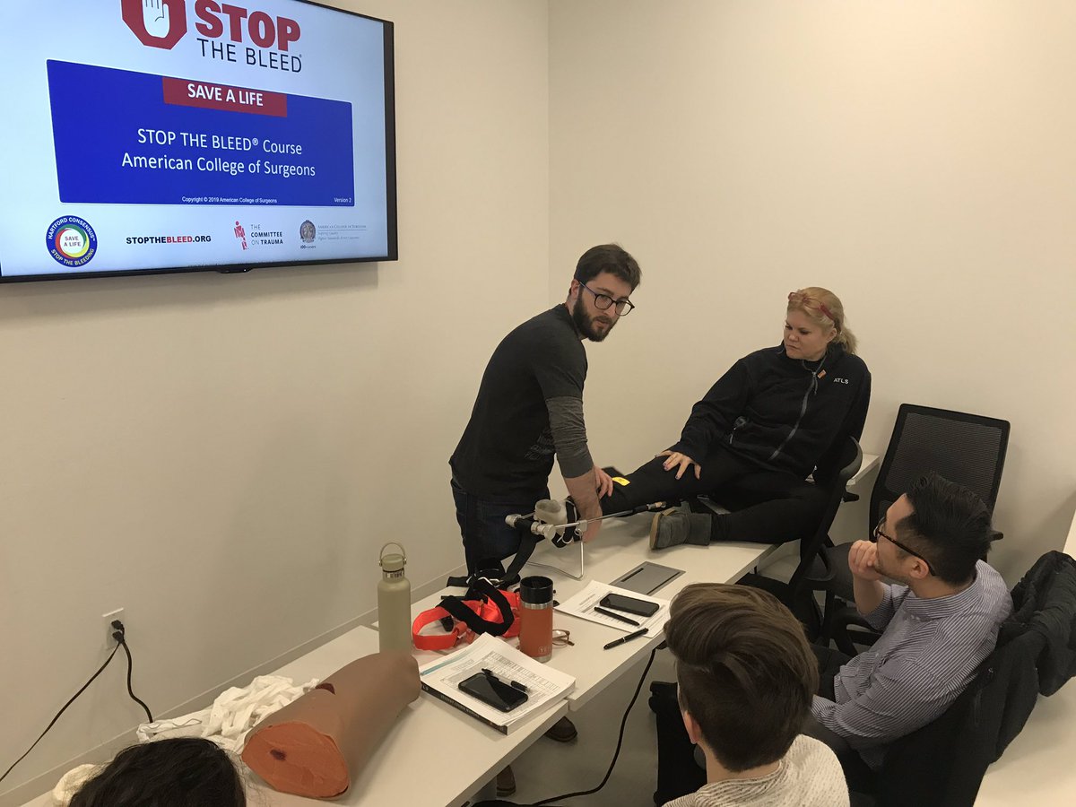 LeahTatebe's tweet photo. #ATLS training day @CCHTrauma! Residents love the new hybrid format option for #SurgEd, and adding in #StopTheBleed training so they can be instructors too. https://t.co/9dHCxLQAid