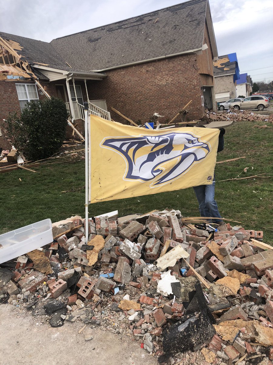 Ted_Hackett's tweet photo. @PredsNHL I saw this young man yesterday showing the colors!  
#NashvilleStrong #nashvilletornado https://t.co/MZaxwTbh1j