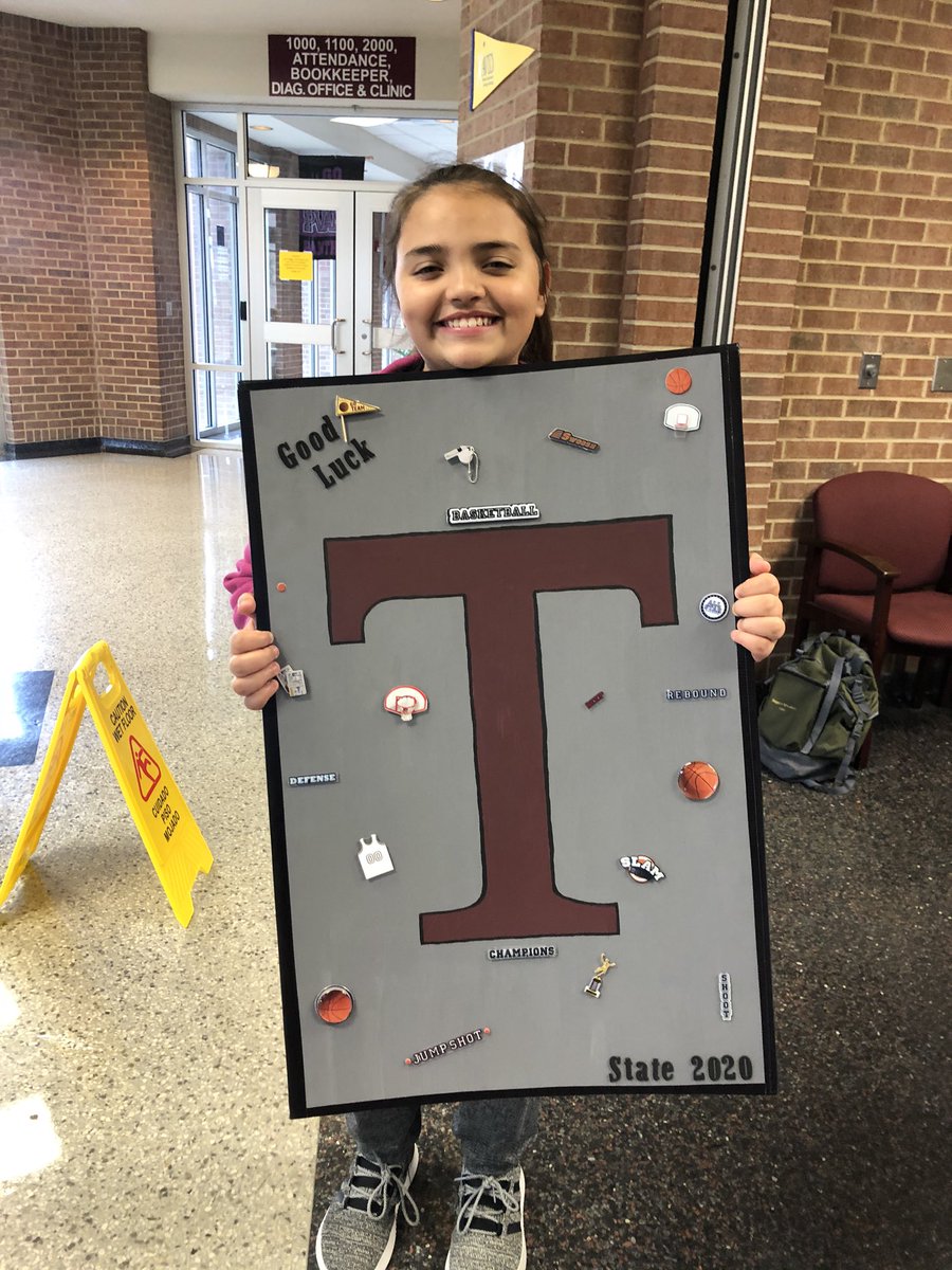 Lyv was pretty excited to show off her poster she made to send the #mansfieldtimberview girls off to state!