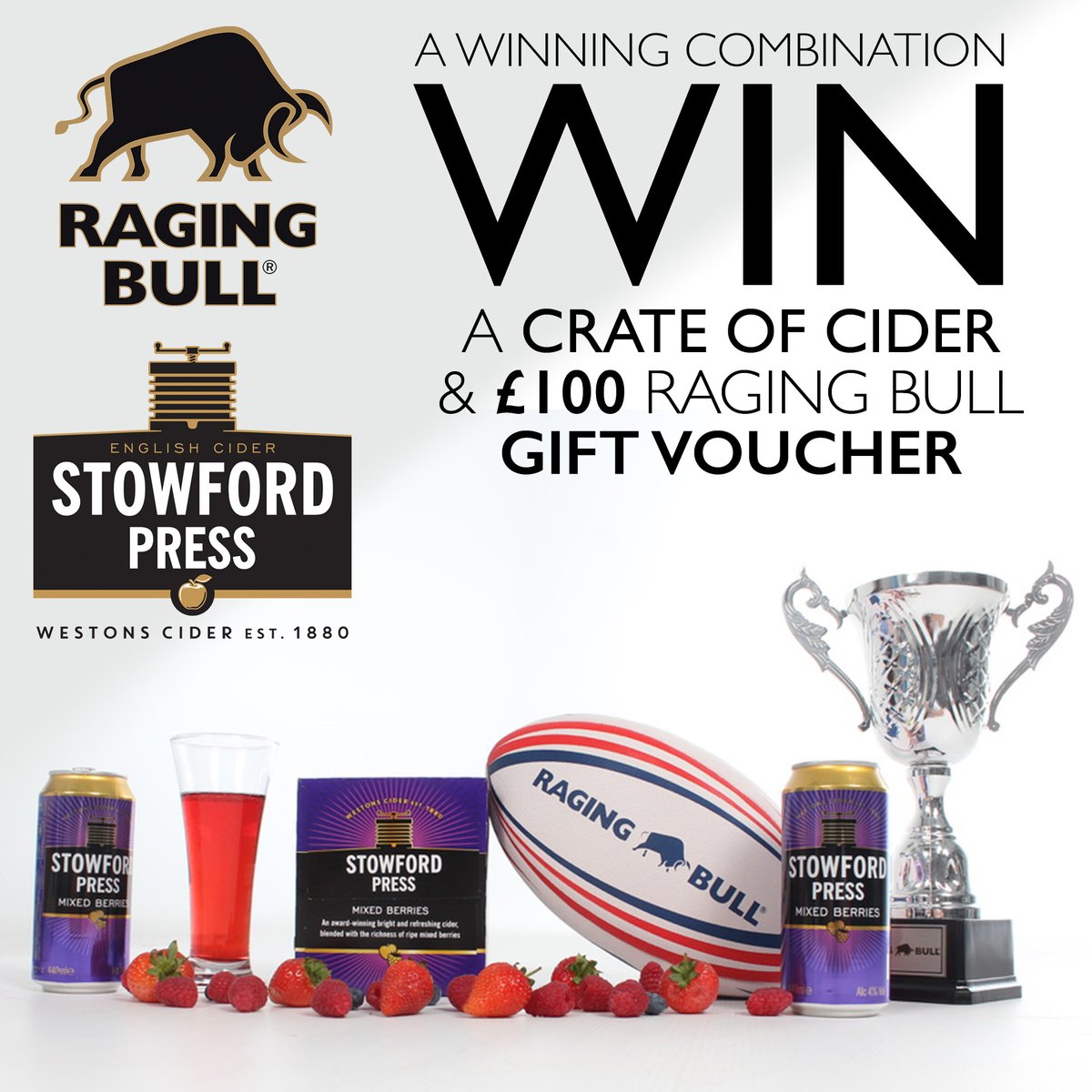 RagingBullLtd's tweet image. COMPETITION TIME!

The #6Nations is here, and we've partnered with Stowford Press to give 1 winner the chance to win a crate of mixed berry cider and a RB £100 gift voucher. 

1. Follow 
@RagingBullLtd
 
2. Retweet this post
3. Tag 3 friends
#GuinnessSixNations