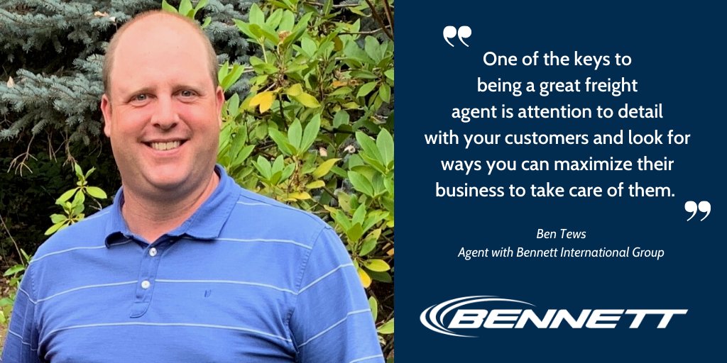 BennettFamilyCo's tweet photo. Ben Tews is a full-service agent with Bennett.  He has the knowledge and expertise to be able to haul freight domestic or internationally.  See how Ben can help with your next haul here:  https://t.co/nrWs11TLZl
#BennettBest #Agent https://t.co/Urprfn6Xuk