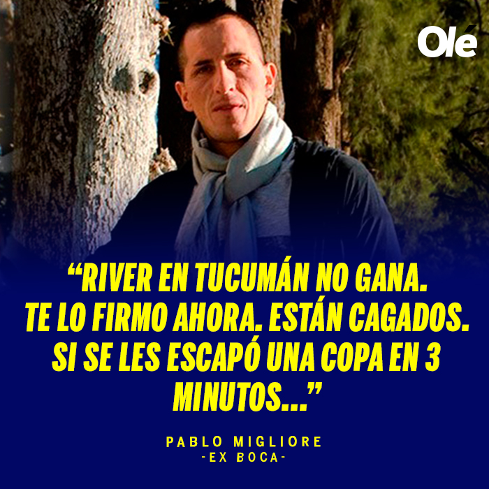 💣 Pablo Migliore tiró con todo a horas de la definición de la #Superliga entre #Boca y #River: "River en Tucumán no gana. Te lo firmo ahora. Están cagados. Si se les escapó una Copa en tres minutos, no se le va a escapar un torneo en seis fechas...".
💬 TyC