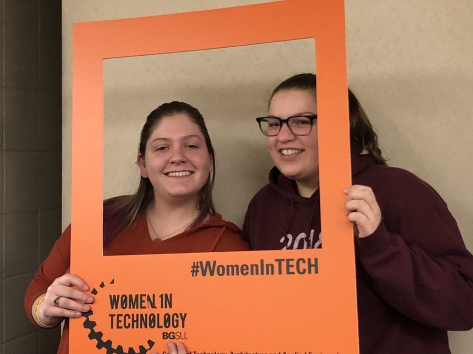 WomeninTechBGSU's tweet photo. We're halfway through our #WomenInTECH day here at @bgcollegeoftech !!! Thank you to all the women joining us today!!! 🧡⚙️ https://t.co/dddpDLxgAS