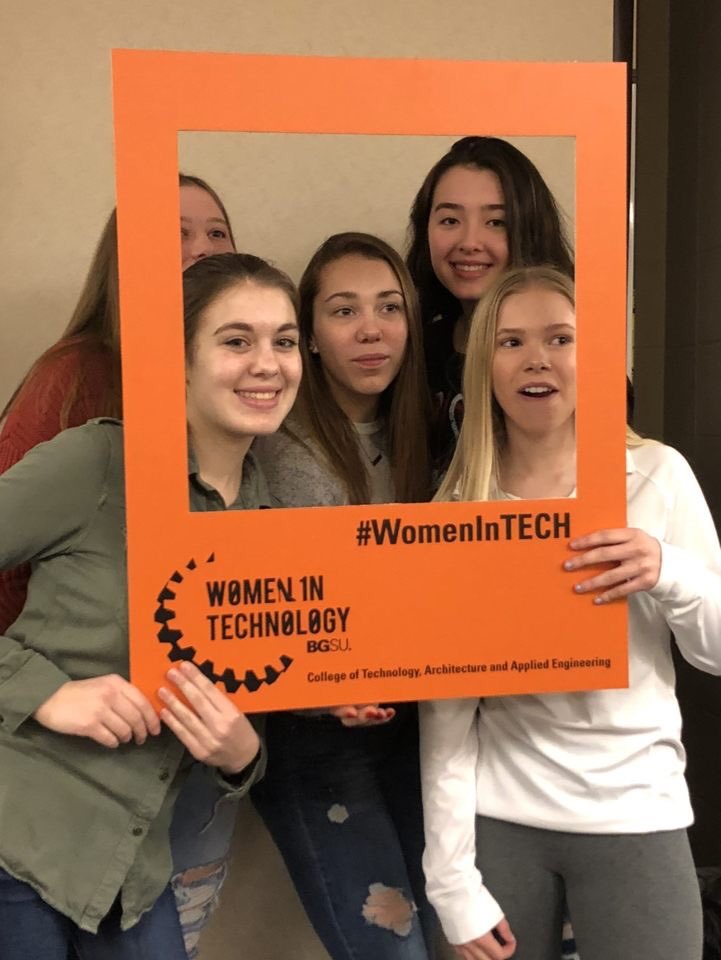 WomeninTechBGSU's tweet photo. We're halfway through our #WomenInTECH day here at @bgcollegeoftech !!! Thank you to all the women joining us today!!! 🧡⚙️ https://t.co/dddpDLxgAS