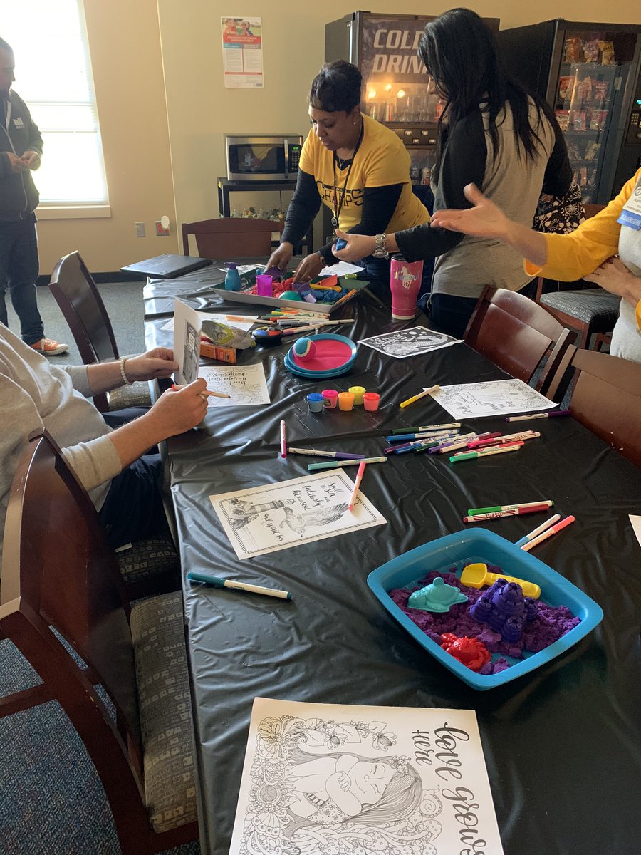 PrinSilliman's tweet photo. @meredithakers @HemmenwayStreak @CyFairISD We have coloring pages, kinetic sand, flare, a puzzle, spa music playing, lab putty, uno, Simon says, etch a sketch, darts, and a remote control car... plus, lots of snacks!!! https://t.co/cN3bp0lJFU