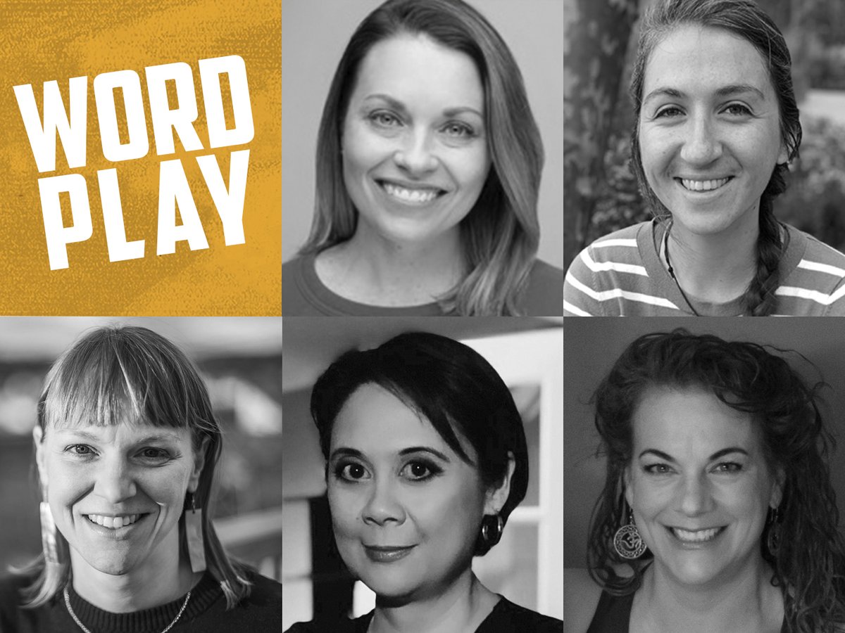 Lighting up our Downtown stage next Friday with their wit, humor, creativity and candor: Kelly Trumbull, Sarah Wood, Megan Lindsey, Maria Simbra, and Jane Graille. 🎟: bit.ly/Wordplaytix
