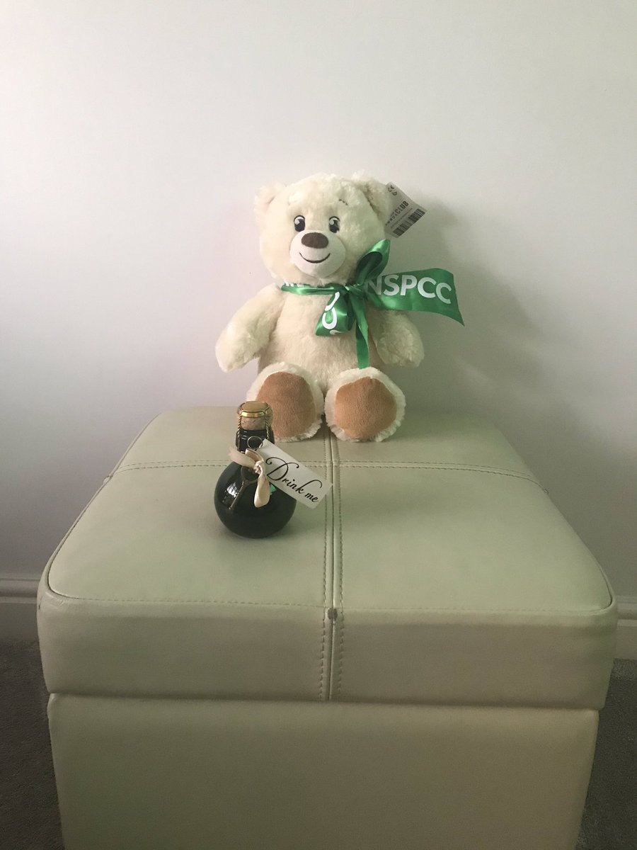 sumace's tweet photo. Hey @ChildLine_Ball @NSPCC look what’s happened to Pep, my NSPCC bear! 💚 #drinkme #Paws4Childline #glamourofmanchester #childlineball #buildabear #everychildhood https://t.co/kxJVh0yJ8G