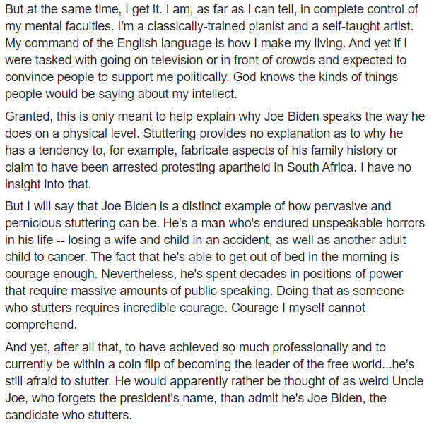 My thoughts on Joe Biden, stuttering, and public perception.