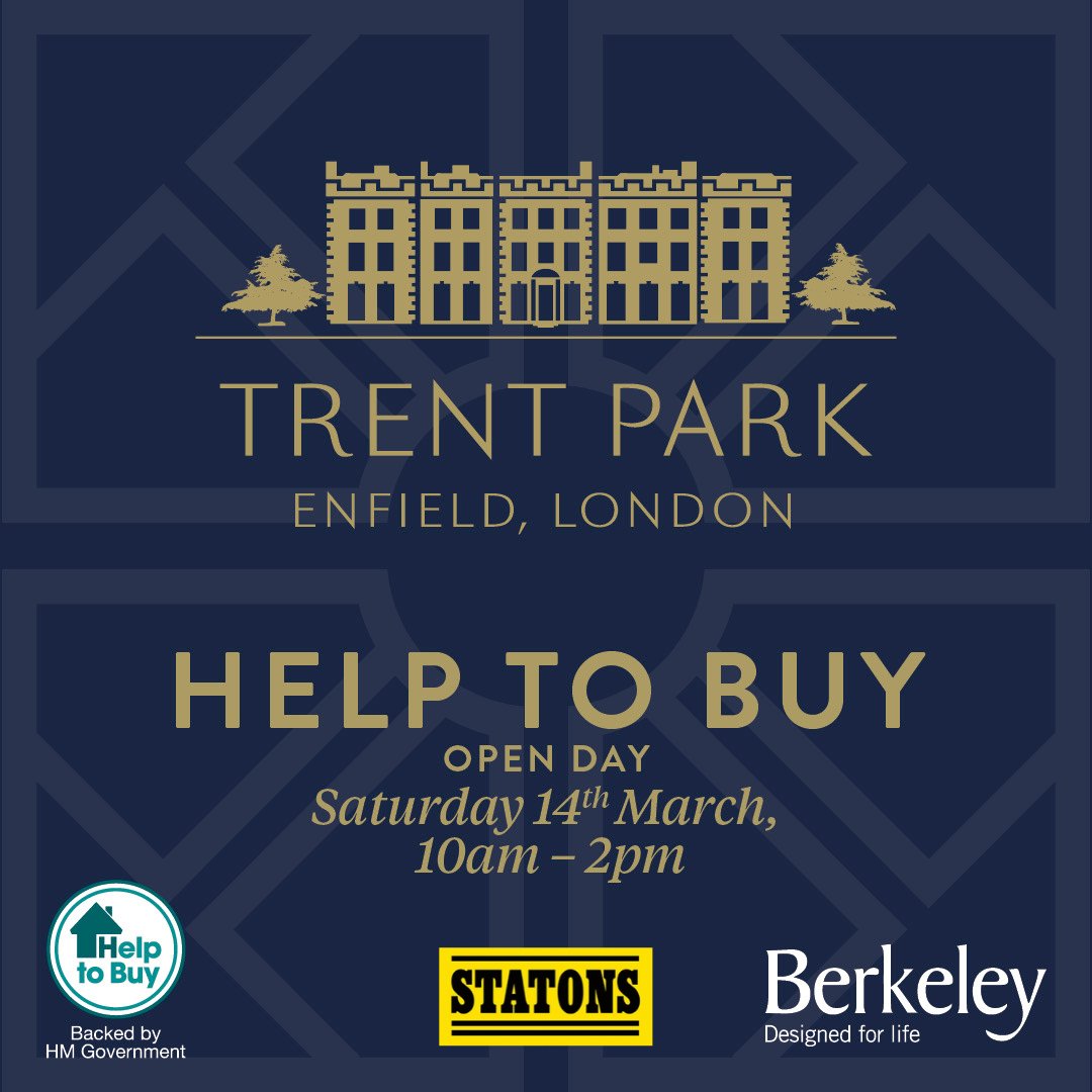 Statonsllp's tweet photo. Join us next Saturday, 14th March, for the Help to Buy open day at Trent Park from 10am - 2pm! RSVP to confirm your appointment.
.
.
.
#helptobuy #trentpark #trentparkhomes #statonsproperty #newhomes #firsthome #firsttimebuyers #berkeley #berkeleyhomes #berkeleygroup https://t.co/EL7DW34olw