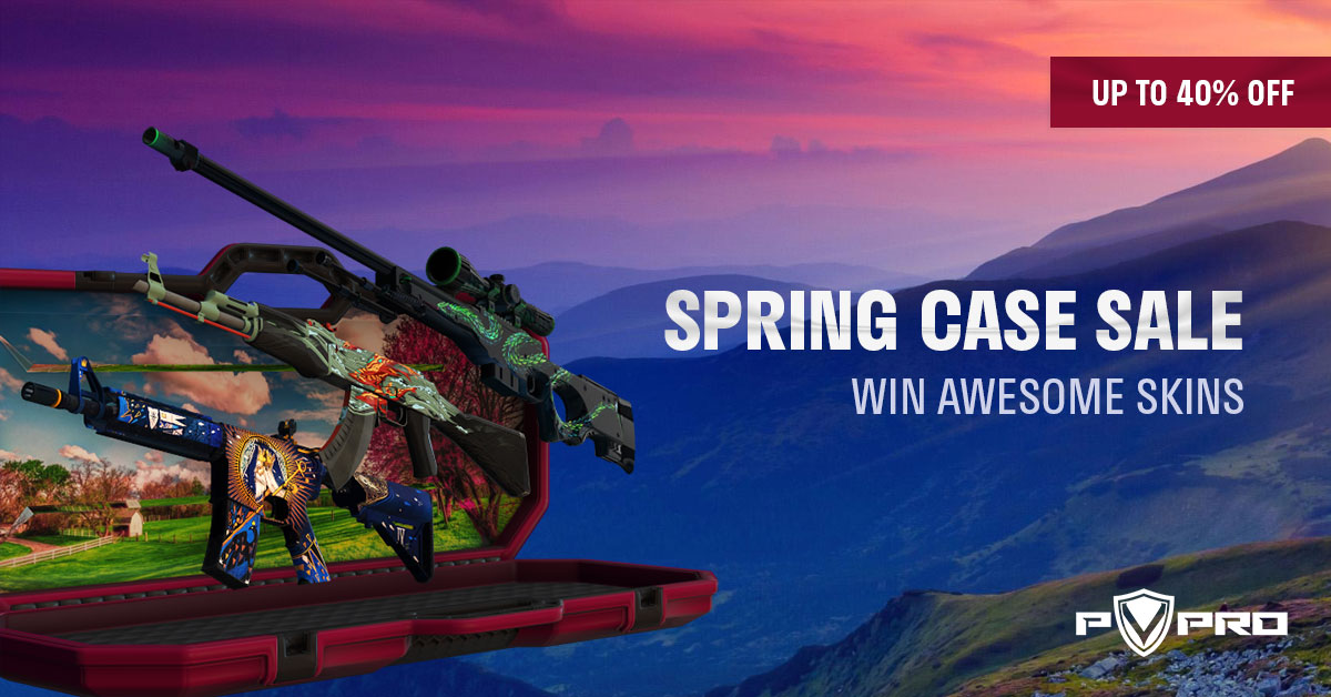 Spring Case Sale - Up to 40% off! 🎉🥳
Upgrade your inventory today! 🎁

#PvPRO #csgoskins