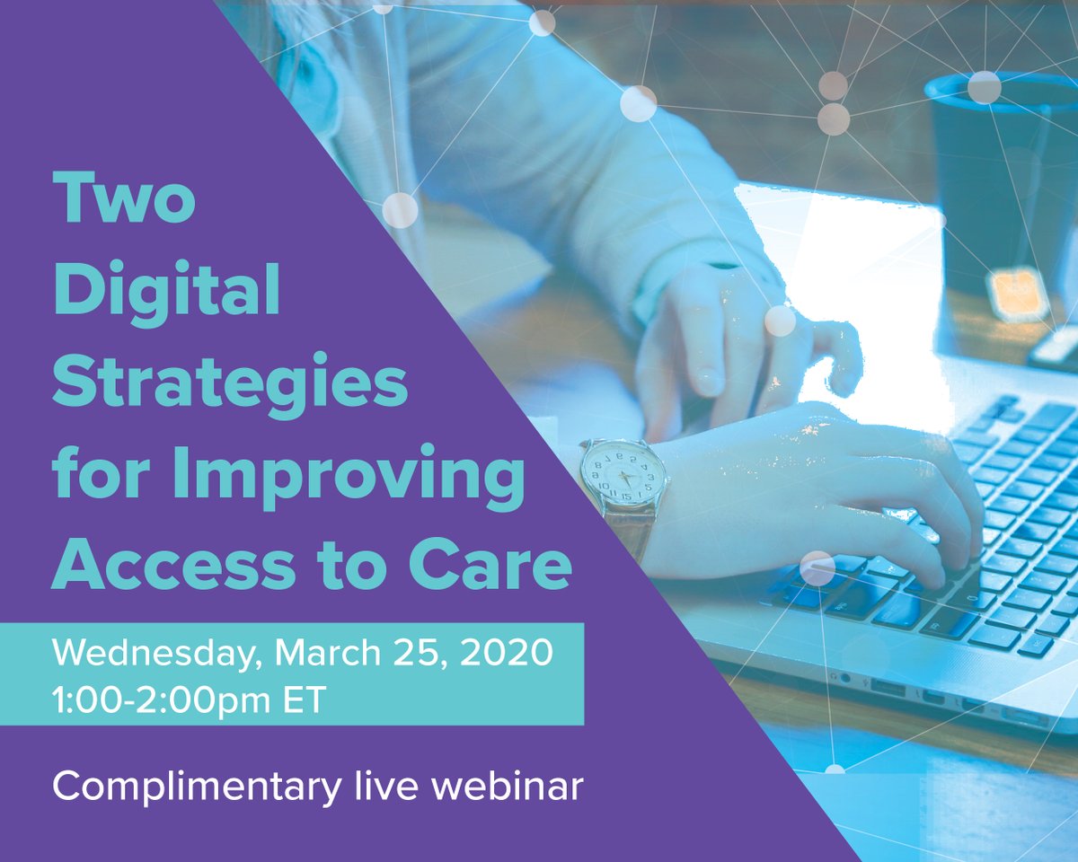 Two Digital Strategies for Improving Access to Care. Reserve your seat for the Tuesday, March 25th Webinar from <a href="/DocASAP/">DocASAP</a>! bit.ly/2In0D3p #patientengagement