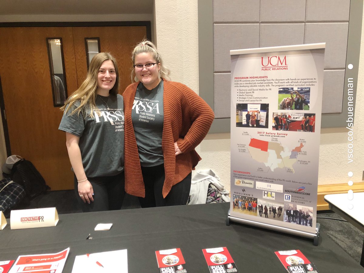 shelby_bueneman's tweet photo. Student Organization Showcase today for the HCBPS! We are representing @UCM_PR_Program , @UCMInnovativePR and @UCMPRSSA Come see us! 🤩 #PRinaction #opportunityinaction https://t.co/OwmhlHlMfG