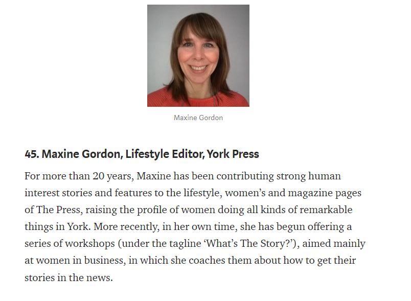 MaxineYGordon's tweet photo. Delighted to have made this A-Z list of inspiring local women journalists ahead of #InternationalWomensDay2020 with my fab colleague at @yorkpress @ChloeLaversuch #localnews #makingadifferenceinyourcommunity Read our entries here under G and L https://t.co/Z0shZGwof4 https://t.co/Kr30Qu6QnV