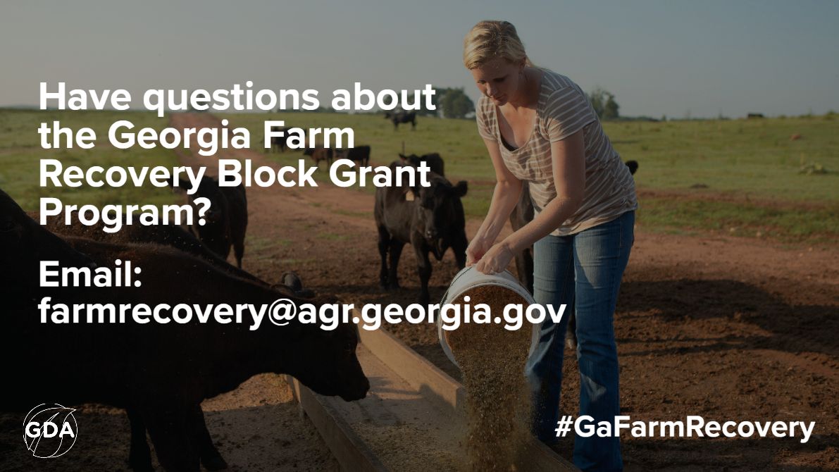 GaDeptAg's tweet photo. Have #GaFarmRecovery questions? Email them to farmrecovery@agr.georgia.gov https://t.co/O3oRTvpttD